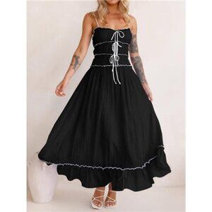 Devine Frill Ruffled Hem Midi Cami Dress